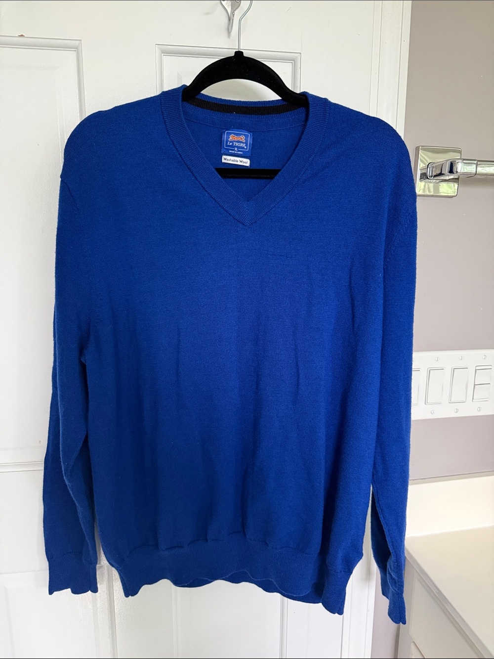 Le Tigre Washable Wool Royal Blue Vecnk Sweater Long Sleeve
